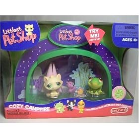 Exclusive Littlest Pet Shop Cozy Campfire Diorama Figure : Cat, catepillar, and frog (400, 401) by Aquariums