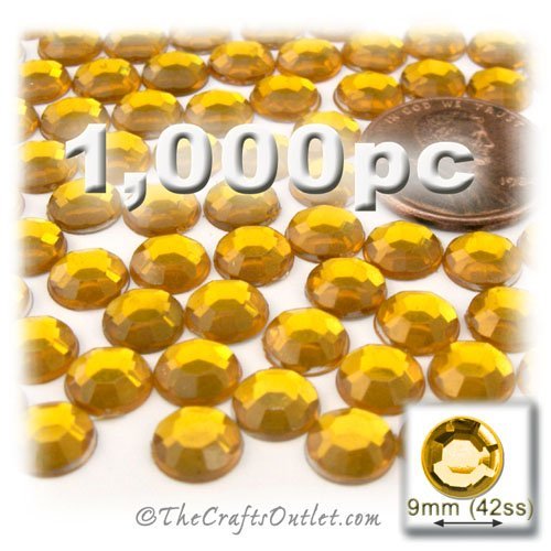 1,000pc Rhinestones Round 9mm - 42ss flatback Orange ORN