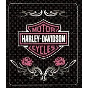 Harley Davidson Rose Tattoo Fleece Blanket