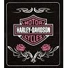 Harley Davidson Rose Tattoo Fleece Blanket