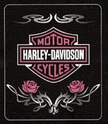 Harley Davidson Rose Tattoo Fleece Blanket