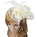 Coolr Women's Fascinators Hat Small Hairpin Feather Mesh Flower Hairclip (Beige)