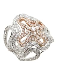 14k White and Pink Gold 1.48ctw Diamond Cocktail Ring LR1756R Size 7.75