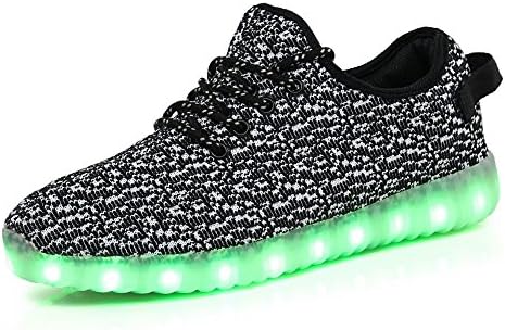 Adidasss Unisex Led Light Up Shoes USB Cable Charging Luminous Sneakers Dance Shoe -Black/US 8.5