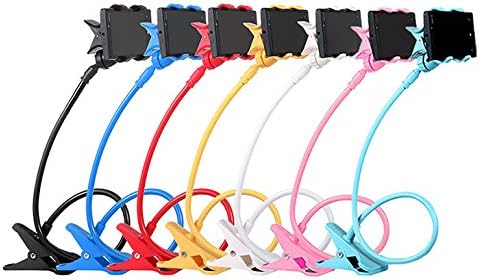 Digitalshow Black Adjustable Desk Bolt Clamp Bracket 360 Rotating Bed Car Mount Plastic Long Neck Holder for Mobile Phone up to 7.8 inch