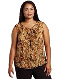 AK Anne Klein Women's Plus Size Splatter Print Ruffle Blouse