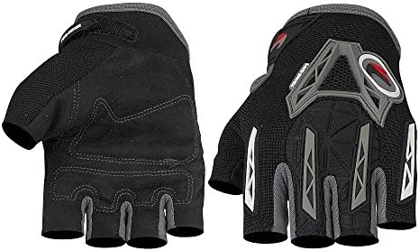 TAIPU Men Women Summer Road Riding Breathable Half Finger Motorbike Racing Gloves Dirt Bike Motocross Off-Road Riding Gloves M / L / XL (L, Black)