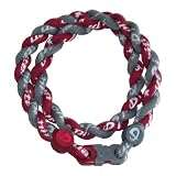 Phiten Custom Tornado Necklace - Gray with Maroon Red 22 Finished Length