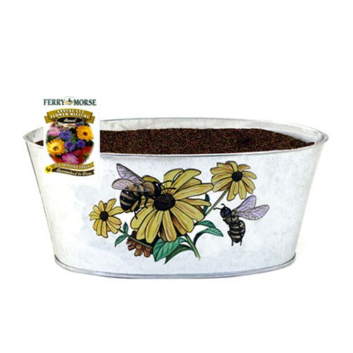 Galvanized Container Garden Growing Kit - Annual Cut Flower Mix