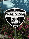Home Security RRCM Shield Sign w Post! & 9 Alarm System Stickers Warning of central monitoring service connected to alarm!
