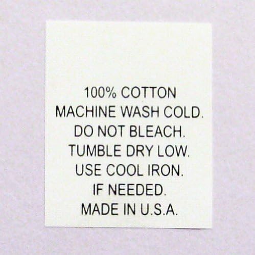 100% Cotton Garment Care Wash Cold Printed Care Labels (Package of 250) Number 8