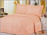 Le Vele - Odessa Salmon - Queen/King Velour Bedspread Quilt - 3 PCs Set - L ....