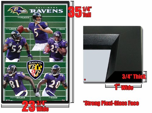 Framed Baltimore Ravens Poster Flacco Rice Lewis Fr1087