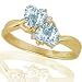 10k Yellow Gold Aquamarine and Diamond Heart Ring (.02 cttw, I-J Color, I1 Clarity), Size 6