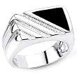 Stunning Solid Sterling Silver Rhodium Plated Men's Ring with Onyx