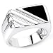 Stunning Solid Sterling Silver Rhodium Plated Men's Ring with Onyx