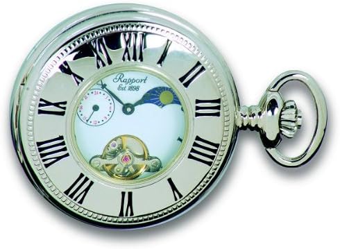 Rapport of London Silver Tone (Chrome) 17 Jewel Mechanical Pocket Watch with 24 Hour Dial