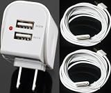LCE(TM)Dual USB Travel AC Charger + 2pcs 3M 10FT Super Long USB Cable for The new iPad 2 iPhone 4 4S 3GS iPod Touch