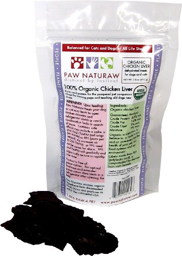 Paw Naturaw Organic Chicken Liver Treats for Dogs and Cats, 2.6-Ounce Pouches (Pack of 4)