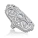 Bling Jewelry Clear CZ Vintage Style Finger Armor Ring Rhodium Plated