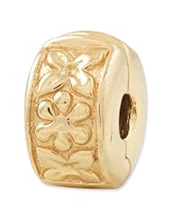 Sterling Silver Gold-plated Reflections Hinged Floral Clip Bead