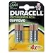 Duracell Supreme Rechargeable AAA 1000mAH Batteries Pack of 4 HR03
