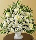 Same Day Flower Delivery Sympathy Basket in White