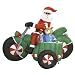 7 Ft. - Gemmy Christmas Airblown Inflatable - Motorcycle Santa With Animated Reindeer in Side Car
