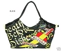ED HARDY TRIBECCA DEATH BEFORE DISHONOR TOTE BLACK BAG