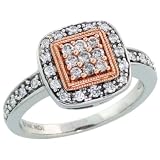 14k 2-Tone (Rose & White) Gold Square-shaped Diamond Ring, w/ 0.40 Carat Brilliant Cut Diamonds, 7/16 in. (11mm) wide
