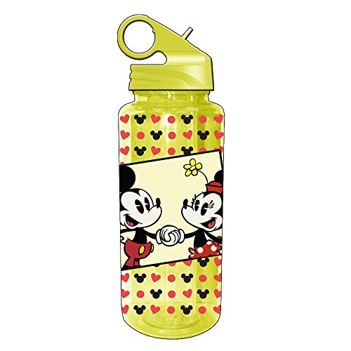 Silver Buffalo DL1164 Disney Mickey and Minnie BPA-Free Tritan Water Bottle, 20 oz., Yellow