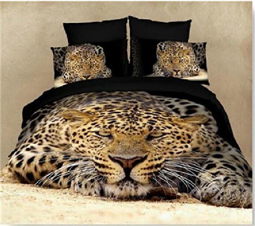 Joybuy Leopard Bedding Sets,animal Print Comforter Set,3d Oil Painting Duvet Cover Set,4pcs,queen