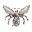 Silvertone Abalone and Crystal Bee Brooch Pin