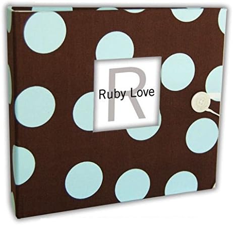 Blue &amp; Brown Polka Dot Baby Memory Book - MOD Ruby Love Baby Book