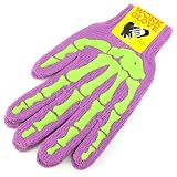 ワークグローブ ワンポイントデザイン ニット手袋/軍手 防寒 WorkGlove-3-02.SkullBone 紫×緑