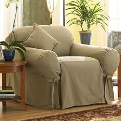 Sure Fit Cotton Duck Armchair Slipcover - Linen