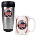 New York Mets MLB Stainless Steel Travel Tumbler & Game ball Ceramic Mug Set - Primary Logo by Great American Products