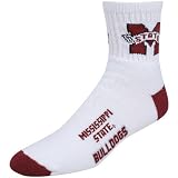 Mississippi State Bulldogs White Men's 10-13 Cuff Socks