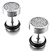 Men's 8mm Stainless Steel Stud Resin Earrings Black Silver Tapers Plugs Tunnel