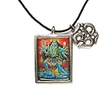 Kali, Hindu Deity Full Color Pendant on Cord Necklace
