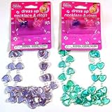 Green & Purple Flapper Beads Girls Dress Up Necklace with 2 Rings