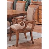 Set of 2 Chestnut Finish Wood Dining Arm Chairs by visiondecor Furniture