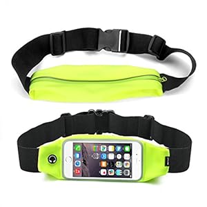 Flip Running Belt Runner Waist Pack Bag Fitness Running Belt for Exercise, Hiking, Travel iPhone 6 4.7 Touch Screen Large Capacity Size Adjustable Water Resistant Sweat proof Earphone Hole Money Belt