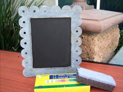 Chalk Board Picture Frame in ZINC with Scalloped Edge