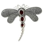 Garnet brooch pendant, 'Crimson Dragonfly'
