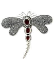 Garnet brooch pendant, Crimson Dragonfly