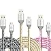 Eversame BC70871 6ft 1.8m Premium Nylon Braided Micro USB Cable with Aluminum Shell for Select Models, Black white and Pink, Pack of 3