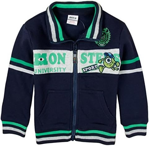 Monsters University Little Boys Summer Lapel Embroidery Brushed Fleece Sweatshirt Jacket,Navy/Blue,5-6Y