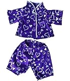 Dark Purple Silver Heart Pj's Teddy Bear Clothes Outfit Fits Most 14" - 18" Build-A-Bear, Vermont Teddy Bears, and Make Your Own Stuffed Animals