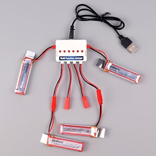 Youcute 4pcs 3.7v 500mah official battery and 1to6 char…